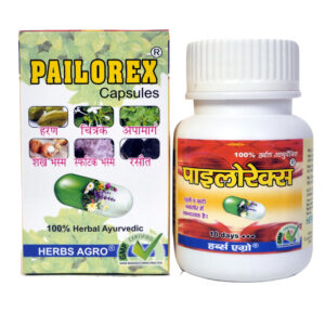 Pailorex Ayurvedic capsule with goodness of Natural Herbs Haran , Chitrak , Apamarg , Shank Bhasma  for Fast Relief form Piles / Bavasir  & Fissure & Hemorrhoids II Piles care  II Constipation II Indigestion II 100 % Ayurvedic with no side effects.
